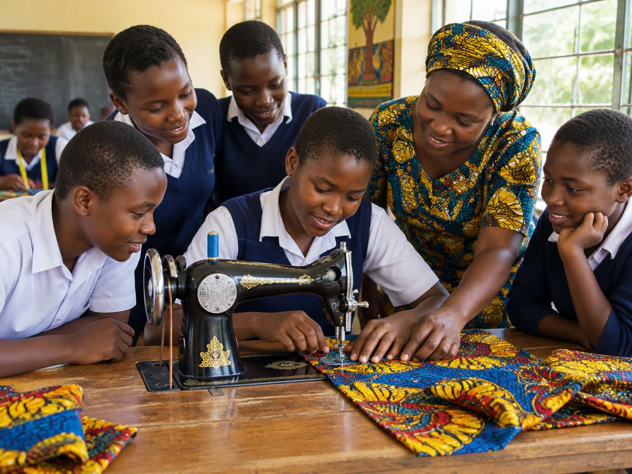 A sewing lesson with colourful kitenge fabric