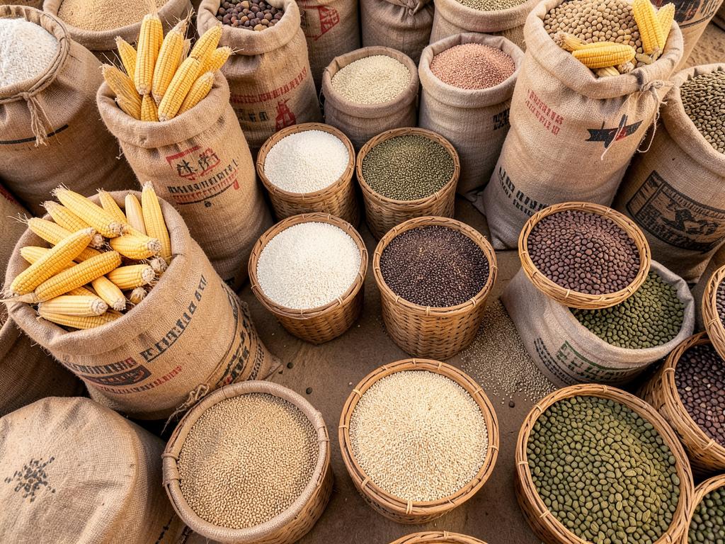Grains, spices & produce